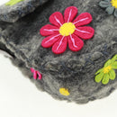 FENDI Flower Pattern Mamma Baguette Shoulder Bag Wool Gray Silver Auth 168312SAV-14