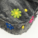 FENDI Flower Pattern Mamma Baguette Shoulder Bag Wool Gray Silver Auth 168312SAV-15