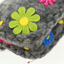 FENDI Flower Pattern Mamma Baguette Shoulder Bag Wool Gray Silver Auth 168312SAV-16