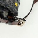 FENDI Flower Pattern Mamma Baguette Shoulder Bag Wool Gray Silver Auth 168312SAV-18