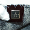 FENDI Flower Pattern Mamma Baguette Shoulder Bag Wool Gray Silver Auth 168312SAV-20