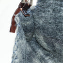 FENDI Flower Pattern Mamma Baguette Shoulder Bag Wool Gray Silver Auth 168312SAV-22