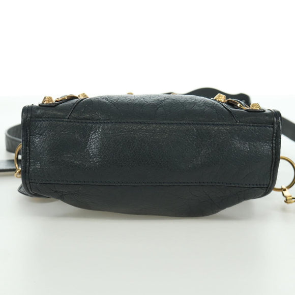 BALENCIAGA Klassieke Mini City Tas Leer 2-weg Marine Goud 309544 Auth 168313SAV