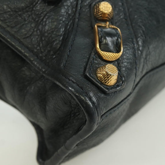 BALENCIAGA Klassieke Mini City Tas Leer 2-weg Marine Goud 309544 Auth 168313SAV