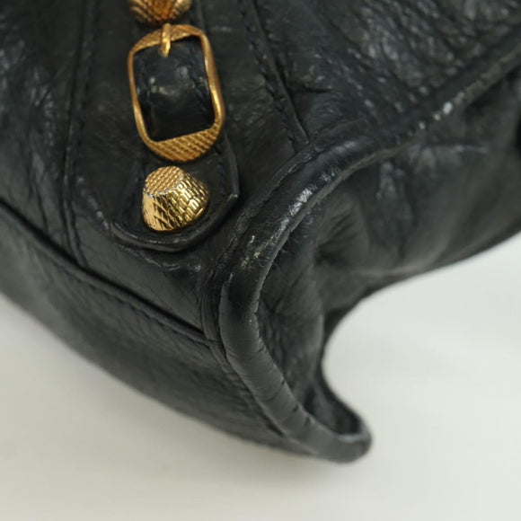 BALENCIAGA Klassieke Mini City Tas Leer 2-weg Marine Goud 309544 Auth 168313SAV