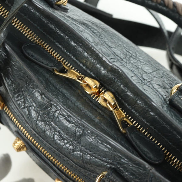 BALENCIAGA Klassieke Mini City Tas Leer 2-weg Marine Goud 309544 Auth 168313SAV