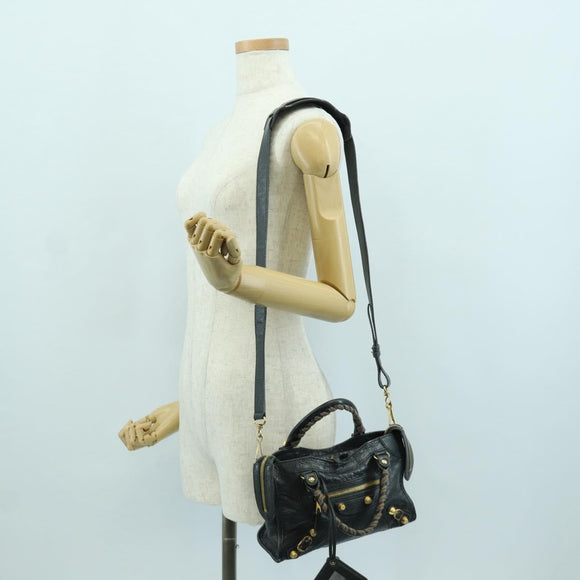 BALENCIAGA Klassieke Mini City Tas Leer 2-weg Marine Goud 309544 Auth 168313SAV