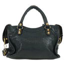 BALENCIAGA Klassieke Mini City Tas Leer 2-weg Marine Goud 309544 Auth 168313SAV-2