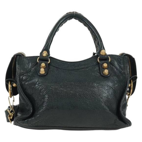 BALENCIAGA Klassieke Mini City Tas Leer 2-weg Marine Goud 309544 Auth 168313SAV