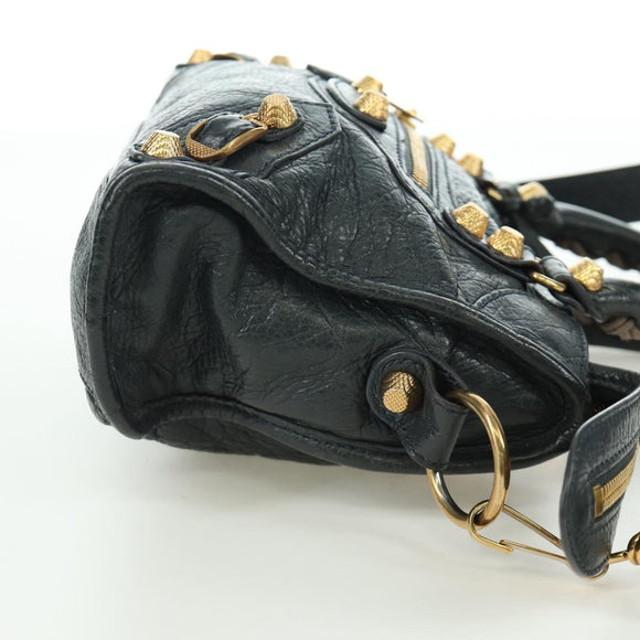 BALENCIAGA Klassieke Mini City Tas Leer 2-weg Marine Goud 309544 Auth 168313SAV