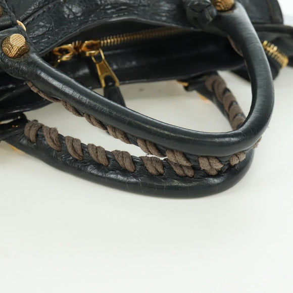 BALENCIAGA Klassieke Mini City Tas Leer 2-weg Marine Goud 309544 Auth 168313SAV