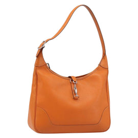 HERMES Trim 31 Shoulder Bag Leather Orange Silver Auth 168319V