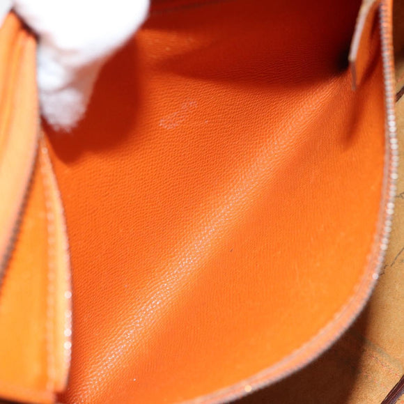 HERMES Trim 31 Shoulder Bag Leather Orange Silver Auth 168319V