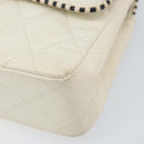 CHANEL Matelasse 25 Chain Shoulder Bag Leather White Gold CC Auth 168320V-9