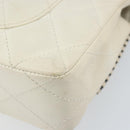 CHANEL Matelasse 25 Chain Shoulder Bag Leather White Gold CC Auth 168320V-15