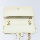 CHANEL Matelasse 25 Chain Shoulder Bag Leather White Gold CC Auth 168320V-18