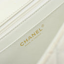 CHANEL Matelasse 25 Chain Shoulder Bag Leather White Gold CC Auth 168320V-19