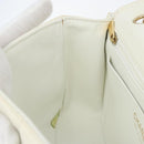 CHANEL Matelasse 25 Chain Shoulder Bag Leather White Gold CC Auth 168320V-21