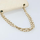 CHANEL Matelasse 25 Chain Shoulder Bag Leather White Gold CC Auth 168320V-7