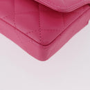 CHANEL Matelasse Chain Pouch Shoulder Bag Lamb Skin Pink Gold CC Auth 168325SAM-17