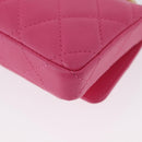 CHANEL Matelasse Chain Pouch Shoulder Bag Lamb Skin Pink Gold CC Auth 168325SAM-19