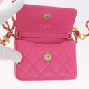 CHANEL Matelasse Chain Pouch Shoulder Bag Lamb Skin Pink Gold CC Auth 168325SAM-9