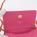 CHANEL Matelasse Chain Pouch Shoulder Bag Lamb Skin Pink Gold CC Auth 168325SAM-21