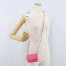 CHANEL Matelasse Chain Pouch Shoulder Bag Lamb Skin Pink Gold CC Auth 168325SAM-26