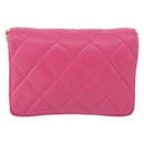 CHANEL Matelasse Chain Pouch Shoulder Bag Lamb Skin Pink Gold CC Auth 168325SAM-3