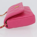 CHANEL Matelasse Chain Pouch Shoulder Bag Lamb Skin Pink Gold CC Auth 168325SAM-5