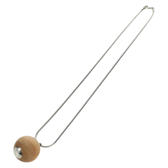 HERMES Serie Woodball Necklace metal Beige Auth 168329M