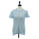 CHANEL Knitted Fabrics Short Sleeved T Shirt Cotton Light Blue CC Auth 168330M-1