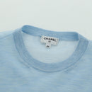CHANEL Knitted Fabrics Short Sleeved T Shirt Cotton Light Blue CC Auth 168330M-12