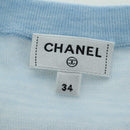 CHANEL Knitted Fabrics Short Sleeved T Shirt Cotton Light Blue CC Auth 168330M-13