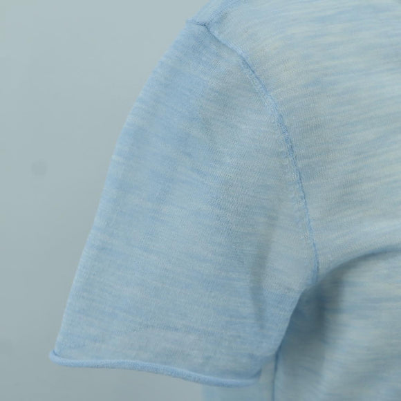 CHANEL Knitted Fabrics Short Sleeved T Shirt Cotton Light Blue CC Auth 168330M
