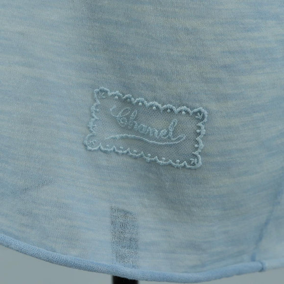CHANEL Knitted Fabrics Short Sleeved T Shirt Cotton Light Blue CC Auth 168330M