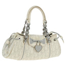 Christian Dior trotter romantic Chain Hand Bag PVC White Silver Auth 168342V-1