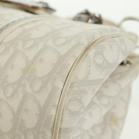 Christian Dior trotter romantic Chain Hand Bag PVC White Silver Auth 168342V
