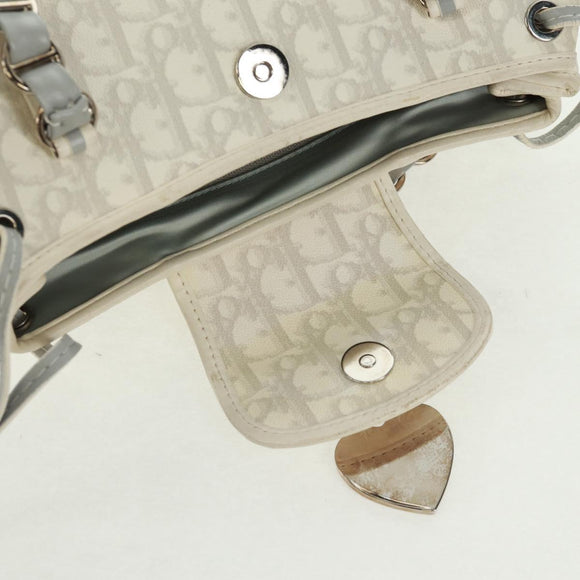 Christian Dior trotter romantic Chain Hand Bag PVC White Silver Auth 168342V