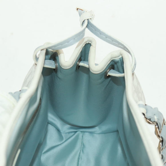 Christian Dior trotter romantic Chain Hand Bag PVC White Silver Auth 168342V