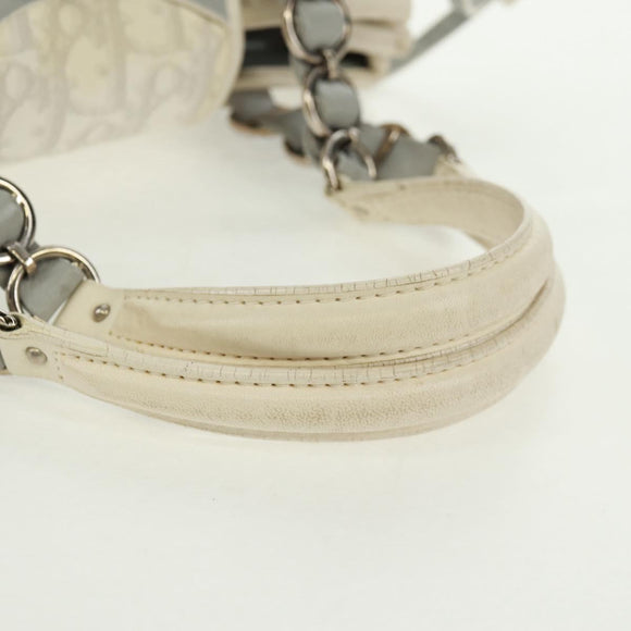 Christian Dior trotter romantic Chain Hand Bag PVC White Silver Auth 168342V