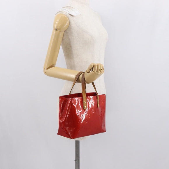 LOUIS VUITTON Monogram Vernis Reade PM Hand Bag Red Rouge M91088 LV Auth 168343