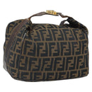 FENDI Zucca Canvas Vanity Pouch Hand Bag Black Brown Auth 168347-1