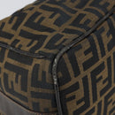 FENDI Zucca Canvas Vanity Pouch Hand Bag Black Brown Auth 168347-10