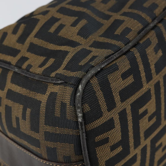 FENDI Zucca Canvas Vanity Pouch Hand Bag Black Brown Auth 168347