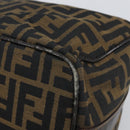 FENDI Zucca Canvas Vanity Pouch Hand Bag Black Brown Auth 168347-11