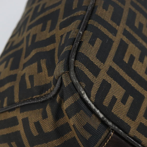 FENDI Zucca Canvas Vanity Pouch Hand Bag Black Brown Auth 168347