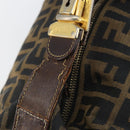 FENDI Zucca Canvas Vanity Pouch Hand Bag Black Brown Auth 168347-15