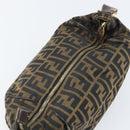 FENDI Zucca Canvas Vanity Pouch Hand Bag Black Brown Auth 168347-18