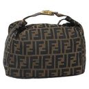 FENDI Zucca Canvas Vanity Pouch Hand Bag Black Brown Auth 168347-2